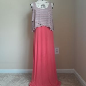 Chelsea & Theodore sleeveless maxi dress jersey knit womens L